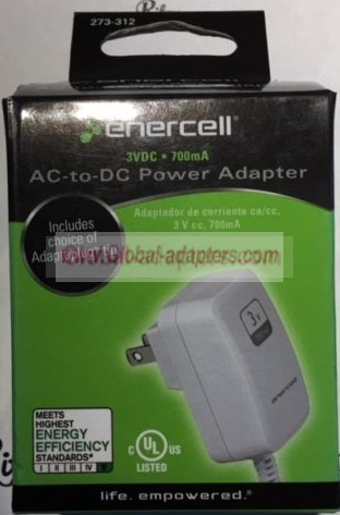 NEW 3VDC 700mA RadioShack 2730312 Adaptaplug Enercell AC to DC Adapter NEW 3VDC 700mA RadioShack 2730312 Adaptaplug Enercell AC to DC Adapter